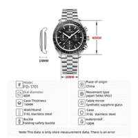 Thumbnail for Men's Omega Speedmaster Moonwatch Homage Watches Luxury Quartz Wrist Watch For Men AR Sapphire Speed Chronograph Automatic Date, Watches, Speedmaster Moonwatch Homage, Affordable Speedmaster Homage, Best Speedmaster Homage Watches,  Moonwatch Homage under $500, Pagani Speedmaster Homage, United States, USA, Canada, Australia, New Zealand, United Kingdom, UK, Red, Black, White, Silver Gold, Gold, Blue, Sky Blue, Ice Blue, shopdrestiny.com