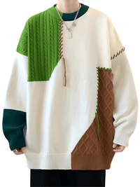 Thumbnail for Men's Patchwork Sweater Trend High Street Fashion Autumn and Winter Warm Men's Top Hip-Hop Street Clothing -, Sweaters , Drestiny , Australia, Beige, Black, Blue, Brown, Dark Grey, FR, Green, Grey, L, Long Sleeves, M, New Zealand, Pullovers, Red, Sweaters, United Kingdom, United States, White, XL, XXL, XXXL , Drestiny , www.shopdrestiny.com