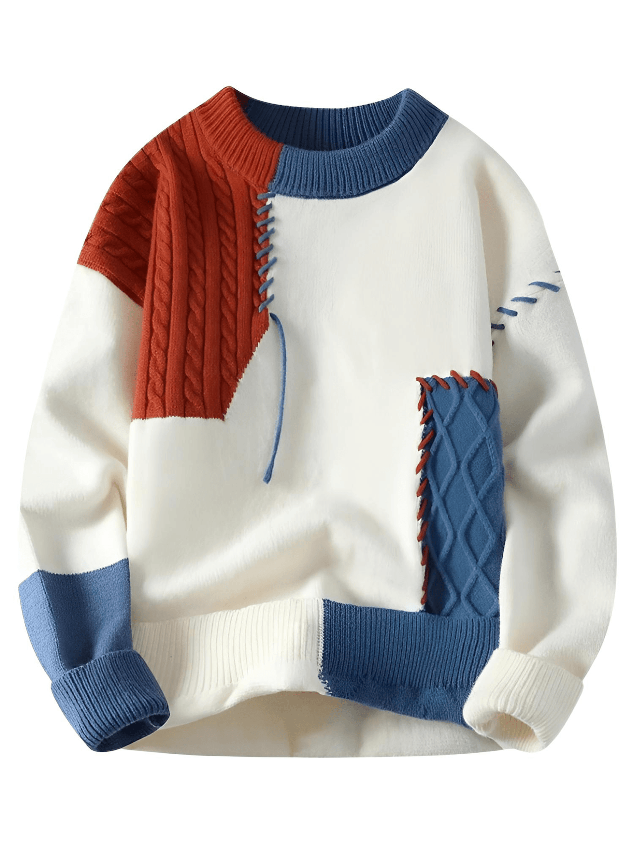Men's Patchwork Sweater Trend High Street Fashion Autumn and Winter Warm Men's Top Hip-Hop Street Clothing -, Sweaters , Drestiny , Australia, Beige, Black, Blue, Brown, Dark Grey, FR, Green, Grey, L, Long Sleeves, M, New Zealand, Pullovers, Red, Sweaters, United Kingdom, United States, White, XL, XXL, XXXL , Drestiny , www.shopdrestiny.com