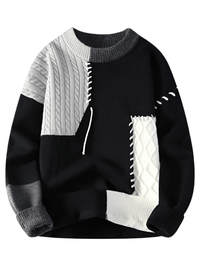 Thumbnail for Men's Patchwork Sweater Trend High Street Fashion Autumn and Winter Warm Men's Top Hip-Hop Street Clothing -, Sweaters , Drestiny , Australia, Beige, Black, Blue, Brown, Dark Grey, FR, Green, Grey, L, Long Sleeves, M, New Zealand, Pullovers, Red, Sweaters, United Kingdom, United States, White, XL, XXL, XXXL , Drestiny , www.shopdrestiny.com