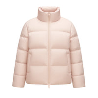 Thumbnail for Pink puffer jacket on a white background