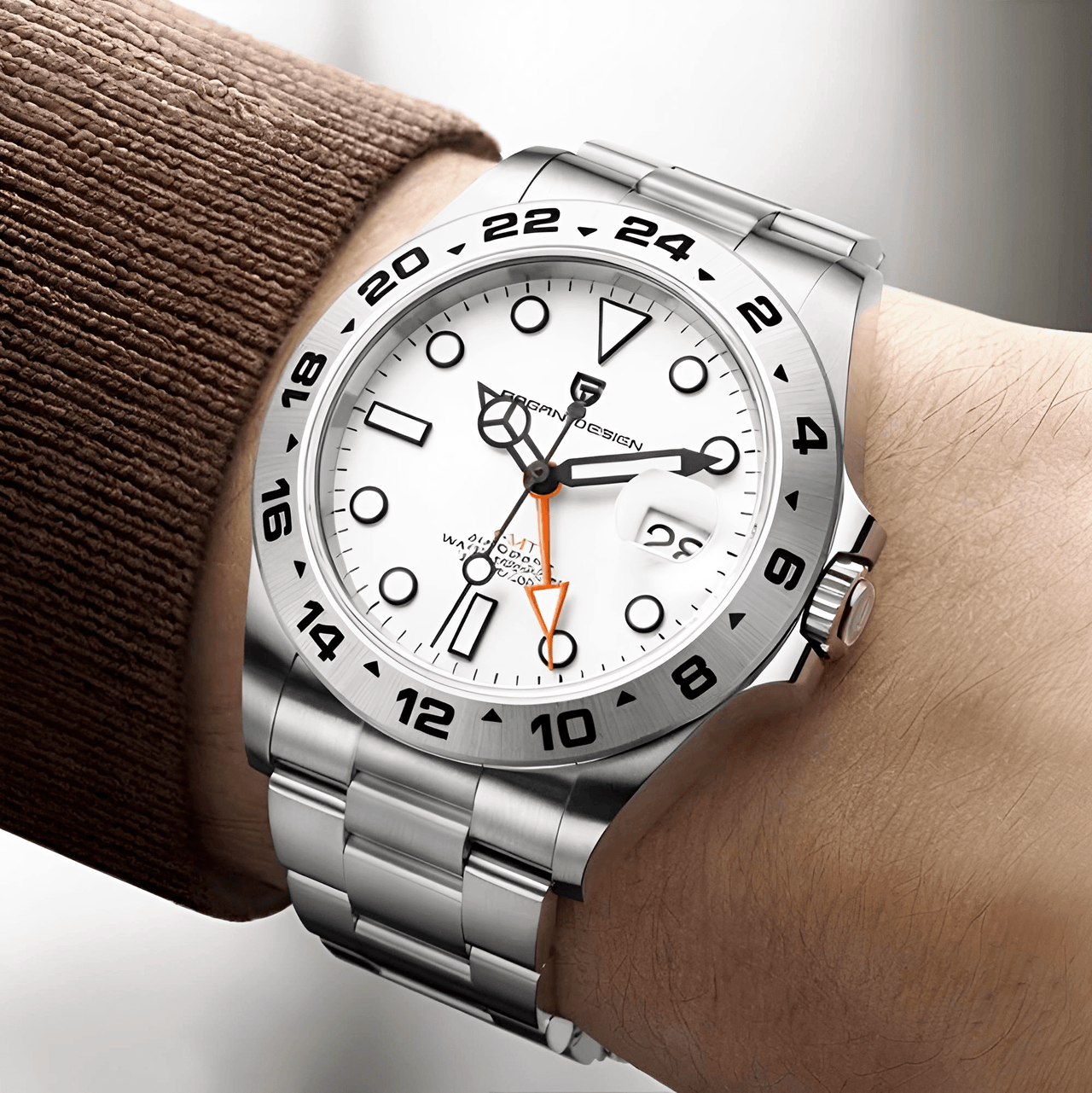 Men's Rolex Explorer II Homage Watch Automatic Mechanical Watches GMT Watch 42mm Sapphire Stainless Steel Waterproof Watch, Drestiny, Best Rolex Explorer II Homage, Explorer II Homage Under $500, Steinhart Ocean One GMT, Rolex Explorer II Alternative, Budget Explorer II Watch, Watches, Silver, Black, White, United States, USA, Australia, New Zealand, United Kingdom, UK, shopdrestiny.com