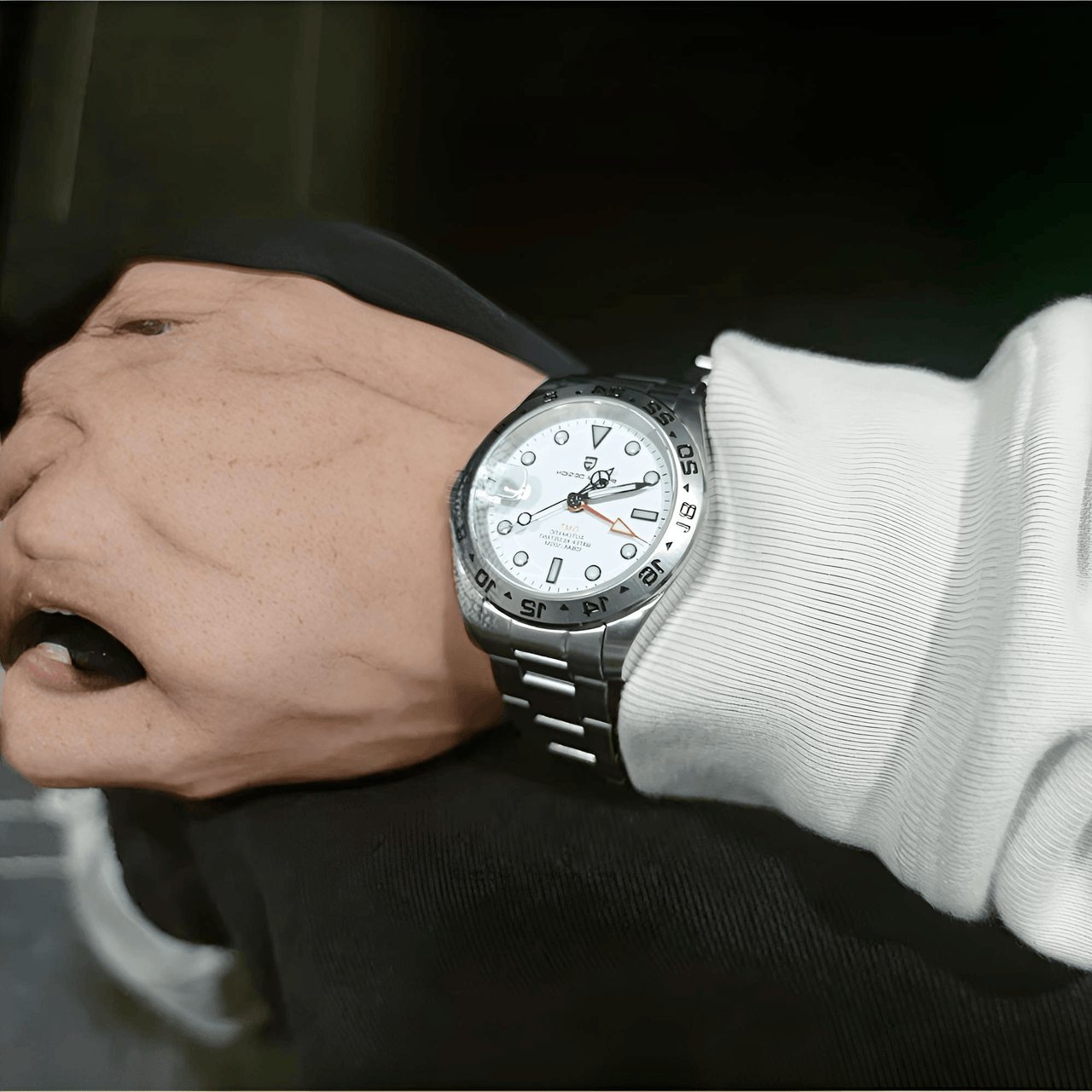 Men's Rolex Explorer II Homage Watch Automatic Mechanical Watches GMT Watch 42mm Sapphire Stainless Steel Waterproof Watch, Drestiny, Best Rolex Explorer II Homage, Explorer II Homage Under $500, Steinhart Ocean One GMT, Rolex Explorer II Alternative, Budget Explorer II Watch, Watches, Silver, Black, White, United States, USA, Australia, New Zealand, United Kingdom, UK, shopdrestiny.com