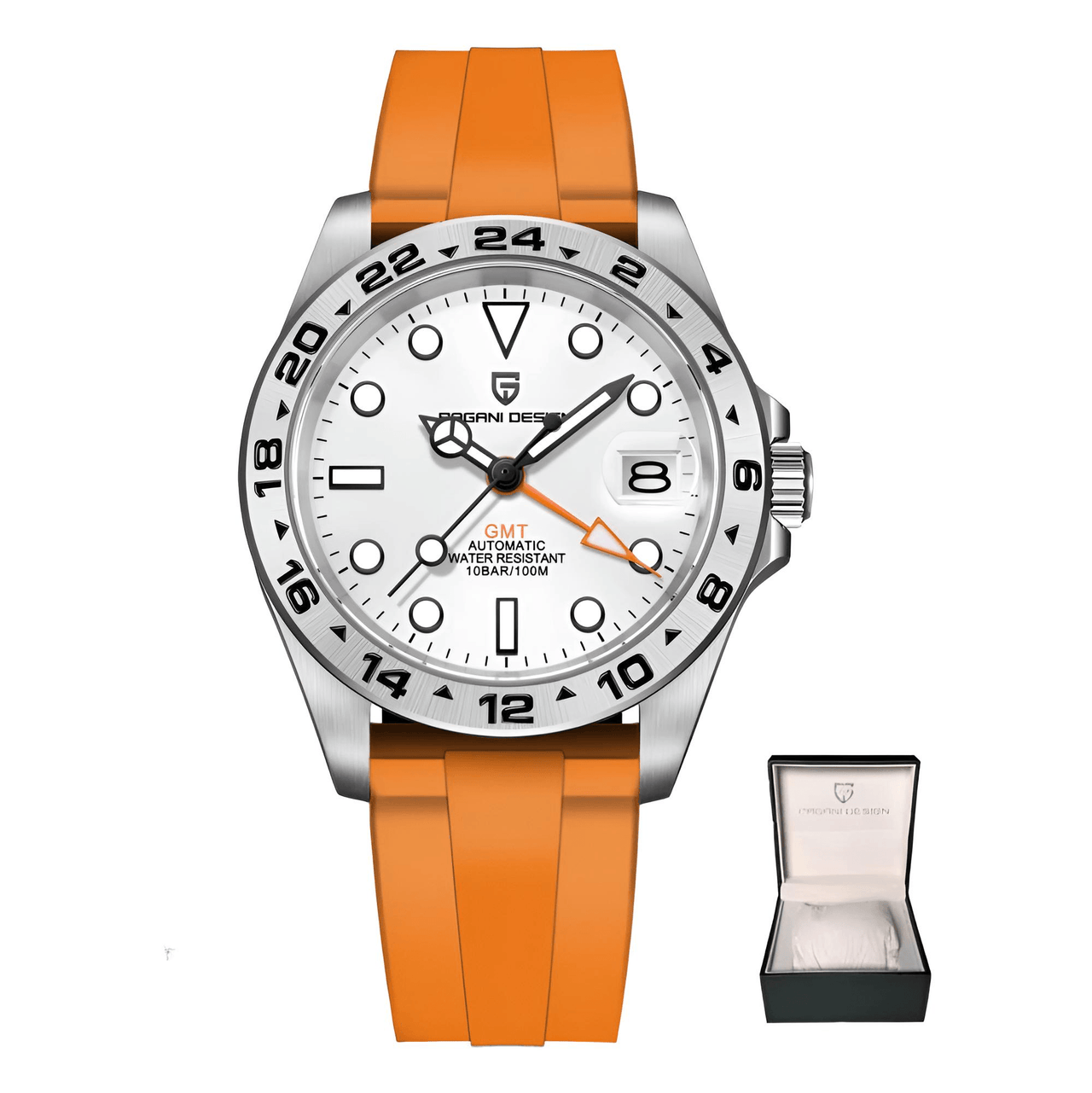 Men's Rolex Explorer II Homage Watch Automatic Mechanical Watches GMT Watch 42mm Sapphire Stainless Steel Waterproof Watch, Drestiny, Best Rolex Explorer II Homage, Explorer II Homage Under $500, Steinhart Ocean One GMT, Rolex Explorer II Alternative, Budget Explorer II Watch, Watches, Silver, Black, White, United States, USA, Australia, New Zealand, United Kingdom, UK, shopdrestiny.com