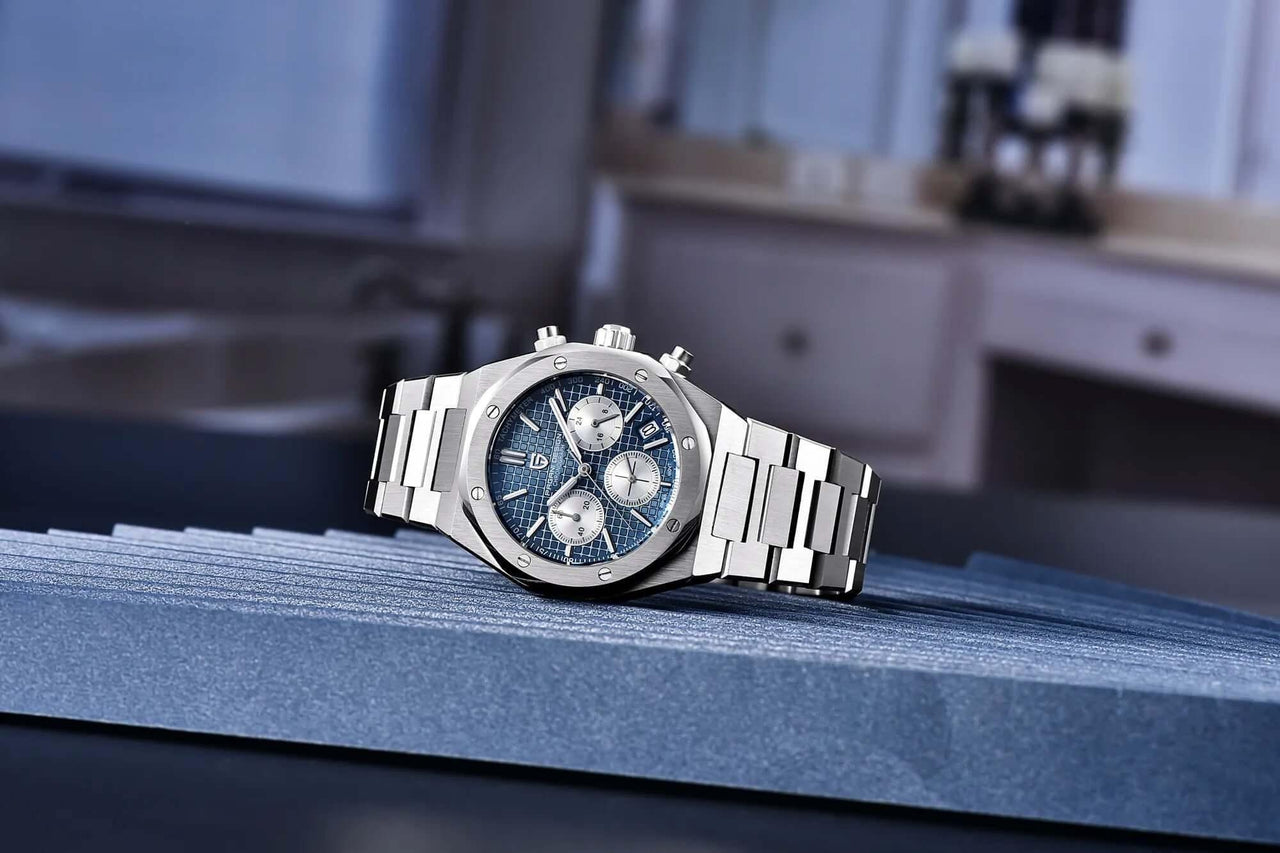 Men's Sapphire Dial Chronograph 200m Waterproof Sports Watch - Ode to Audemars Piguet's Royal Oak -, Watches , Drestiny , Australia, Black, Blue, Canada, New Zealand, Silver, United Kingdom, United States, Watches, White , Drestiny , www.shopdrestiny.com