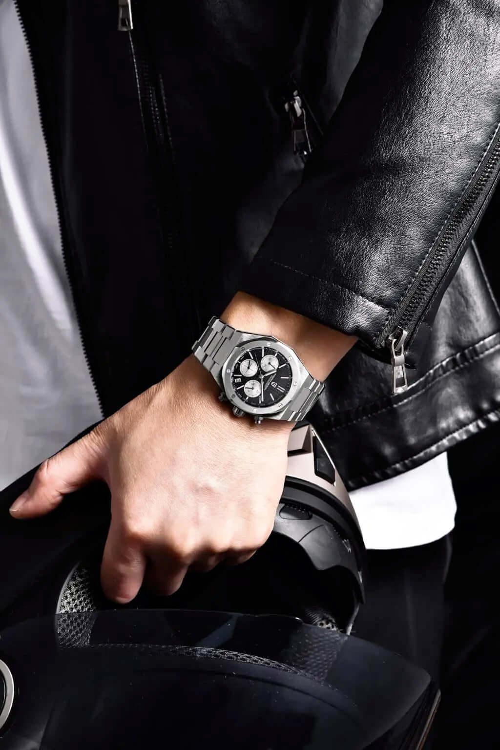 Men's Sapphire Dial Chronograph 200m Waterproof Sports Watch - Ode to Audemars Piguet's Royal Oak -, Watches , Drestiny , Australia, Black, Blue, Canada, New Zealand, Silver, United Kingdom, United States, Watches, White , Drestiny , www.shopdrestiny.com
