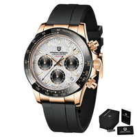 Thumbnail for Luxury watch with black strap and rose gold case on white background