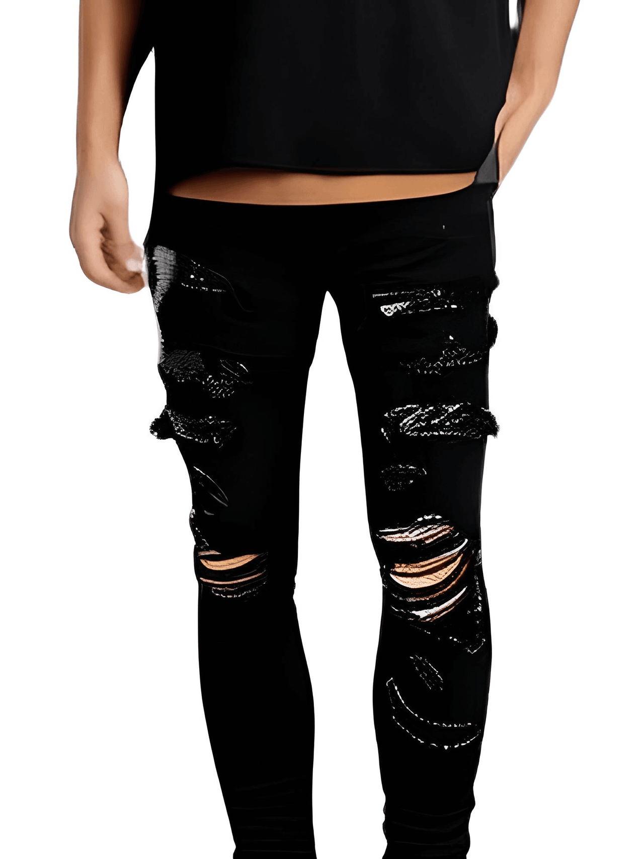 Men's Snake Embroidery Jeans Skinny Tapered Stretch Streetwear Denim Pants With Rips -, Jeans , Drestiny , 28, 30, 31, 32, 33, 34, 36, 38, 40, Australia, Black, Casual Pants, Jeans, New Zealand, Skinny Jeans, United Kingdom, United States , Drestiny , www.shopdrestiny.com