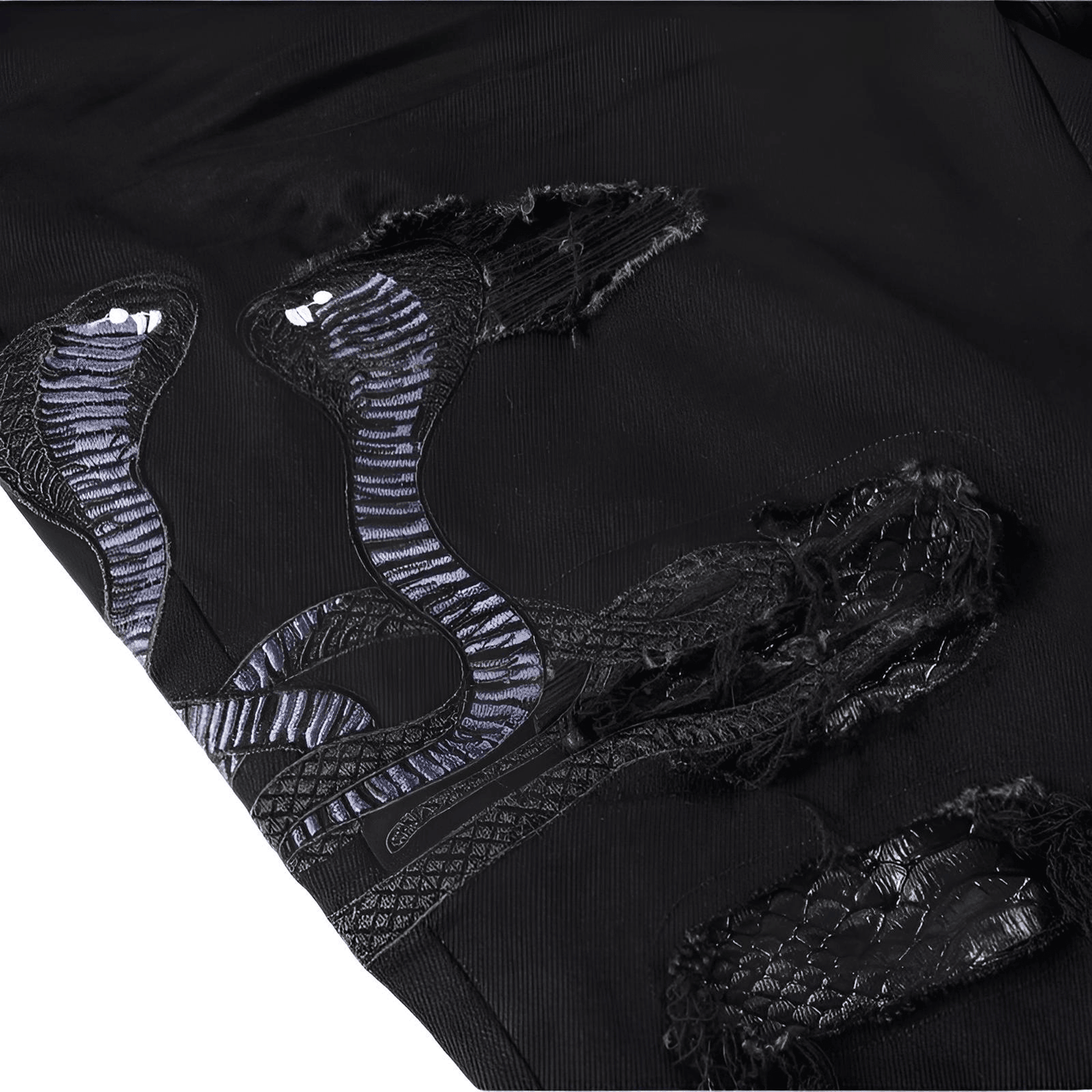 Men's Snake Embroidery Jeans Skinny Tapered Stretch Streetwear Denim Pants With Rips -, Jeans , Drestiny , 28, 30, 31, 32, 33, 34, 36, 38, 40, Australia, Black, Casual Pants, Jeans, New Zealand, Skinny Jeans, United Kingdom, United States , Drestiny , www.shopdrestiny.com
