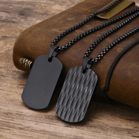 Thumbnail for Men's Stainless Steel Dog Tag Pendant Necklace Geometric Dogtag Necklaces Gift for Him Jewelry, Drestiny, FR, Men's Dog Tags, Military Dog Tags, Silver, Black, Gold, 20