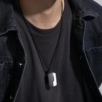 Thumbnail for Men's Stainless Steel Dog Tag Pendant Necklace Geometric Dogtag Necklaces Gift for Him Jewelry, Drestiny, FR, Men's Dog Tags, Military Dog Tags, Silver, Black, Gold, 20
