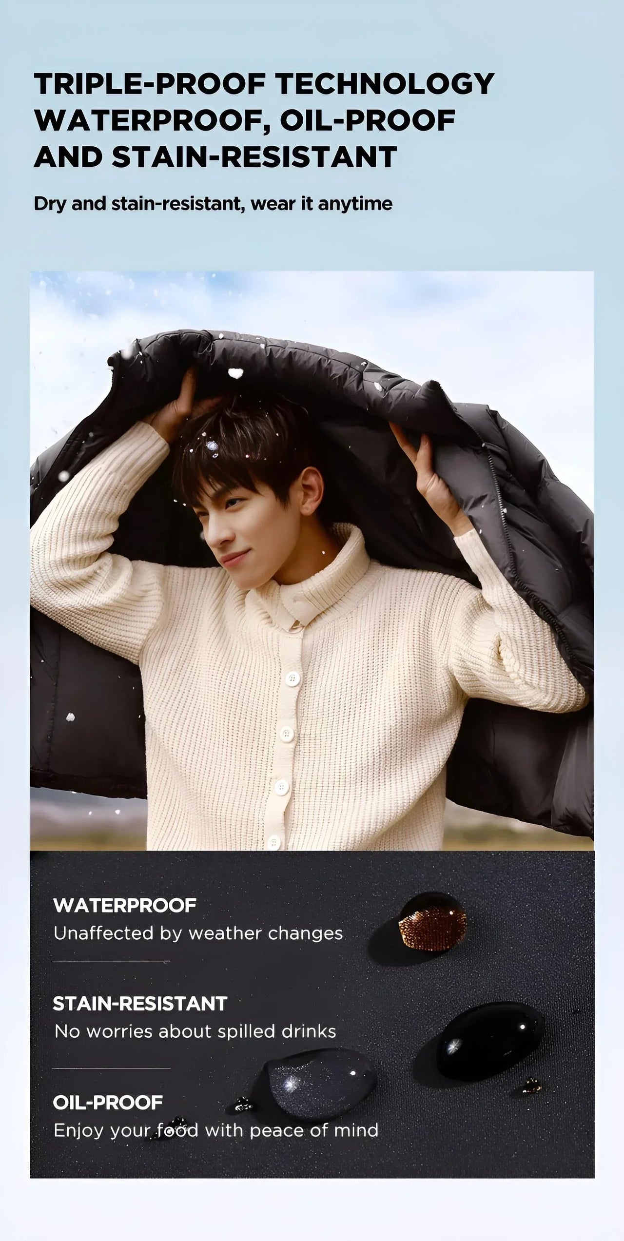 Men's Down Puffer Jacket Short Coat Three-Proof Thermal Puffer Coat Top Trendy Down Jacket