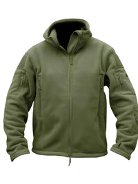 Thumbnail for Army green tactical jacket with multiple pockets and zippers on a white background