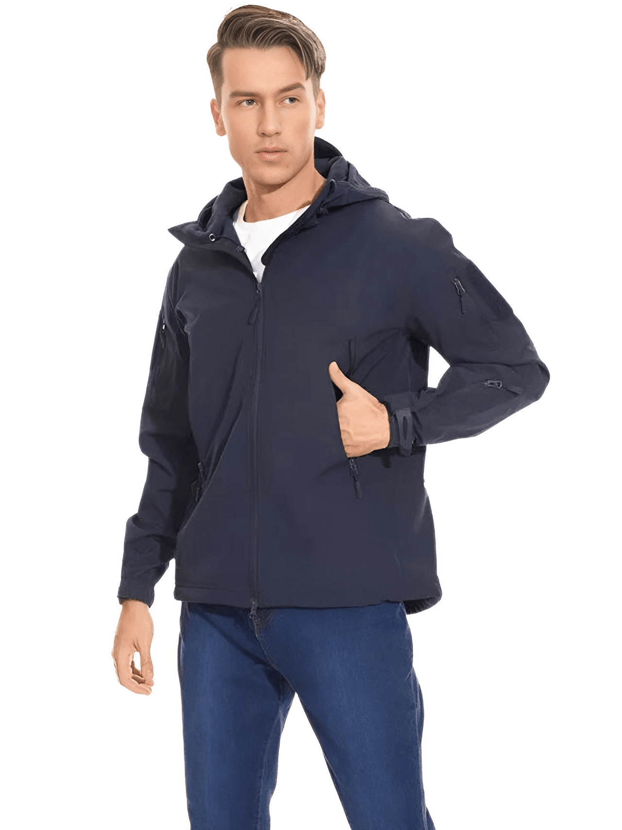 Men's Winter Jacket - Water-Resistant Soft Shell Coat with Hood & Fleece Lining -, Coats , Drestiny , Australia, Black, Blue, Blue Green, Brown, Canada, Coats, Coffee, Dark Brown, Green, Grey, Jackets, Khaki, L, Light Grey, M, Navy, Royal Blue, S, Sand, United Kingdom, United States, XL, XXL , Drestiny , www.shopdrestiny.com