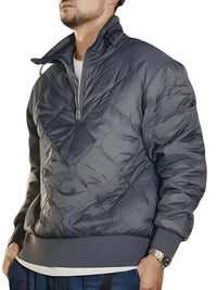 Thumbnail for Men's Workwear Quilted Coat 3M Half Zipper Cotton Coat Stand-Up Collar Shell Pattern Quilted Pullover Warm Cotton Coat -, Coats , Drestiny , Coats, FR, Grey, Jackets, L, M, S, United Kingdom, United States, XL, XXL , Drestiny , www.shopdrestiny.com