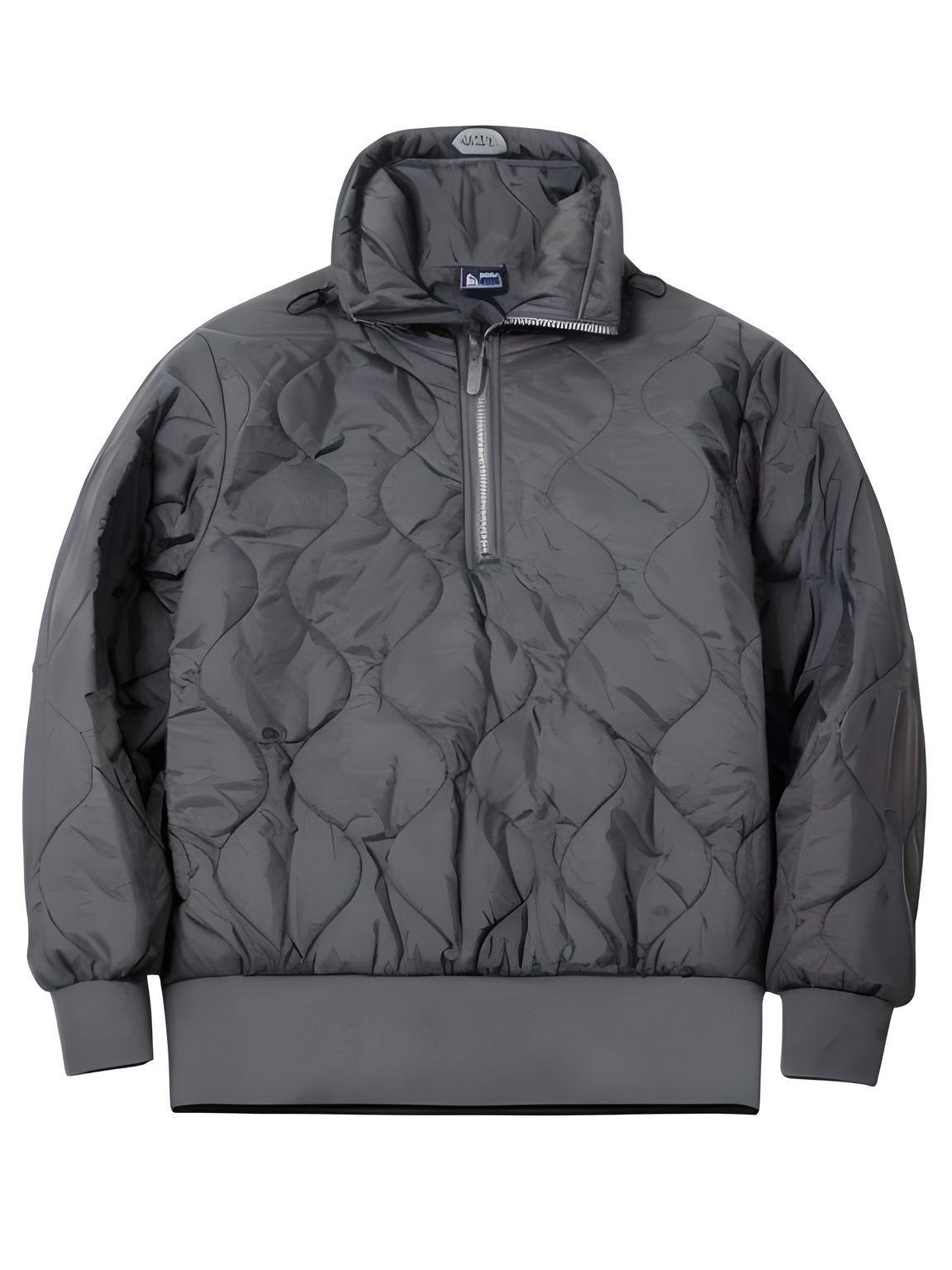 Men's Workwear Quilted Coat 3M Half Zipper Cotton Coat Stand-Up Collar Shell Pattern Quilted Pullover Warm Cotton Coat -, Coats , Drestiny , Coats, FR, Grey, Jackets, L, M, S, United Kingdom, United States, XL, XXL , Drestiny , www.shopdrestiny.com