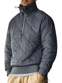 Thumbnail for Men's Workwear Quilted Coat 3M Half Zipper Cotton Coat Stand-Up Collar Shell Pattern Quilted Pullover Warm Cotton Coat -, Coats , Drestiny , Coats, FR, Grey, Jackets, L, M, S, United Kingdom, United States, XL, XXL , Drestiny , www.shopdrestiny.com