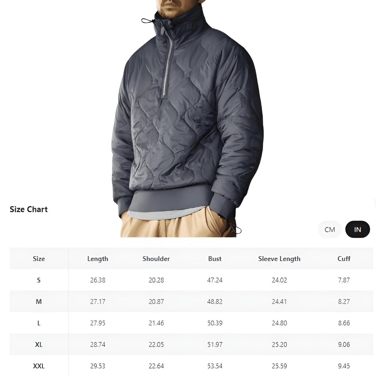 Men's Workwear Quilted Coat 3M Half Zipper Cotton Coat Stand-Up Collar Shell Pattern Quilted Pullover Warm Cotton Coat -, Coats , Drestiny , Coats, FR, Grey, Jackets, L, M, S, United Kingdom, United States, XL, XXL , Drestiny , www.shopdrestiny.com