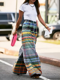 Thumbnail for Multi-Colored Women's Vintage Wide Leg Plaid Pants Spring and Summer Loose Casual Wide Leg Pants for Women, Drestiny, Casual Pants, Multicolored, Checkerboard pants, S, M, L, XL, XXL, 2XL, 3XL, XXXL, shopdrestiny.com, United States, United Kingdom