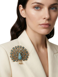 Thumbnail for Multicolor Big Sparkling Peacock Brooches For Women