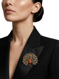 Thumbnail for Multicolor Big Sparkling Peacock Brooches For Women