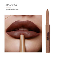 Thumbnail for Lipstick with 'rhode' branding applied to lips, showing color 'Balance Caramel Brown'.