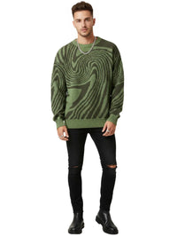 Thumbnail for New Popular Maze Pattern Pullover Sweater Jacquard Casual Round Neck Contrast Color Knitted Men's Pullover Jumpers