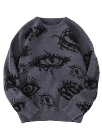 Thumbnail for Gray sweater with black eye pattern on a white background