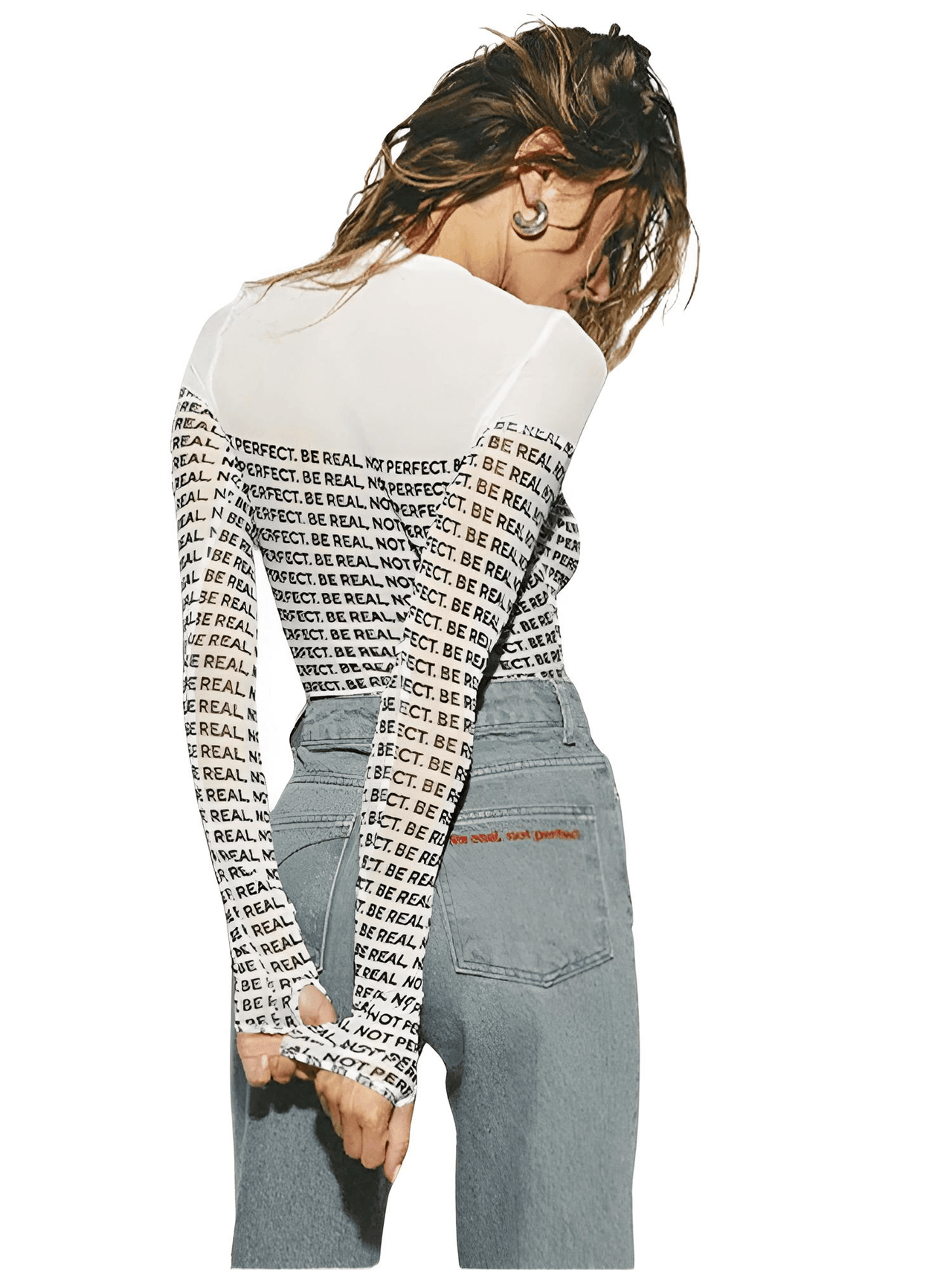 Be Real Not Perfect Long Sleeve Transparent Bodysuit Women's Paneled Newspaper Long Sleeve Round Neck Shirts Beautiful Hot, Drestiny, Bodysuits, Long Sleeve Shirts, Women's Shirts, Casual Shirts, White, Black, S, M, L, United States, Canada, Australia, New Zealand, United Kingdom, Top Selling Shirts For Women, FR, Gender_Women, shopdrestiny.com
