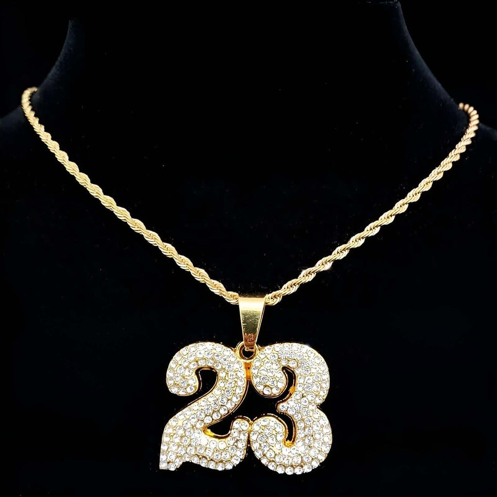 Number 23 Pendant Necklace Thin Gold Chain
