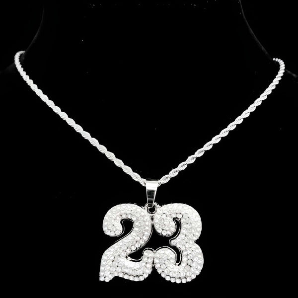 Number 23 Pendant Necklace With Thin Silver  Chain