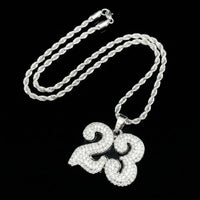 Thumbnail for Number 23 Pendant Necklace With Chain Iced Out Bling Necklaces