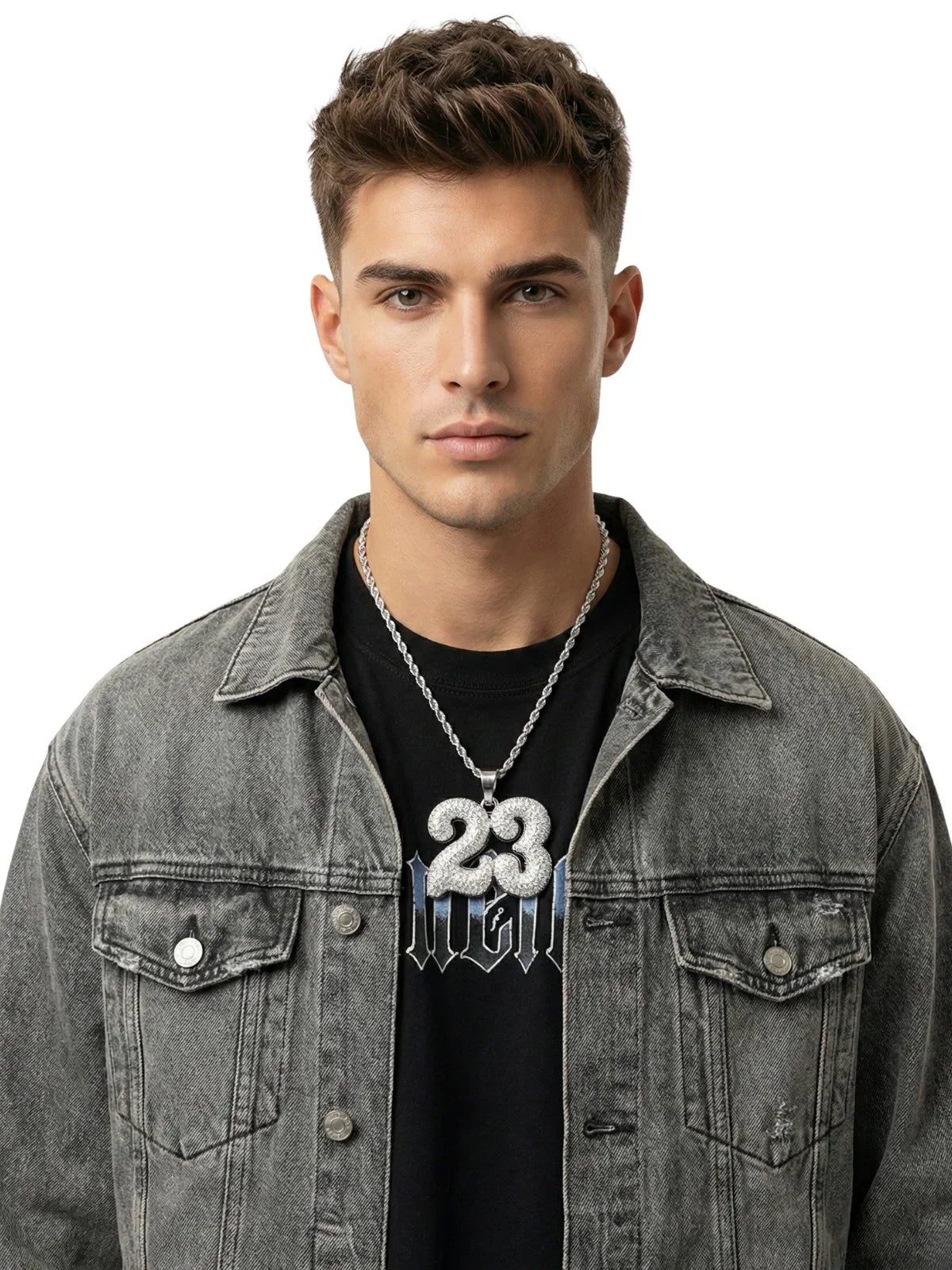 Number 23 Pendant Necklace With Chain Iced Out Bling Necklaces