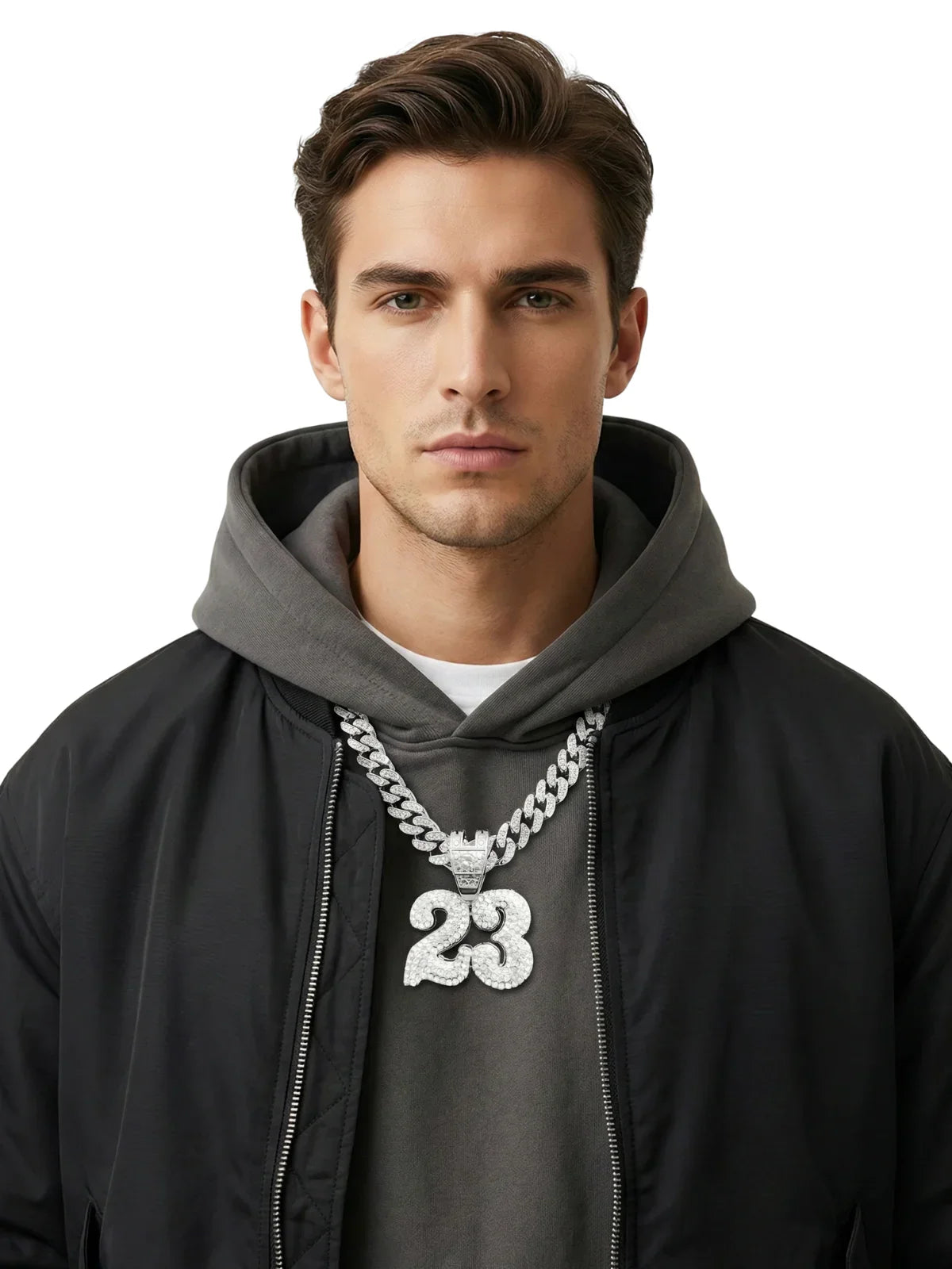 Number 23 Pendant Necklace With Chain Iced Out Bling Necklaces