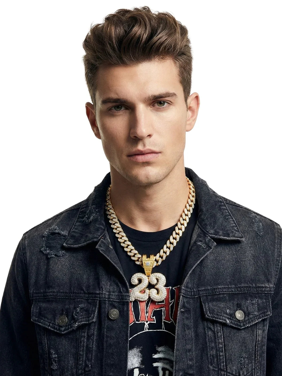 Number 23 Pendant Necklace With Chain Iced Out Bling Necklaces