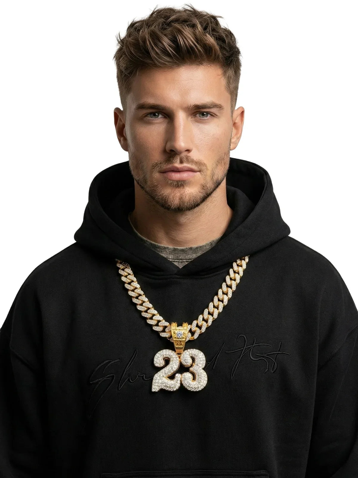 Number 23 Pendant Necklace With Chain Iced Out Bling Necklaces