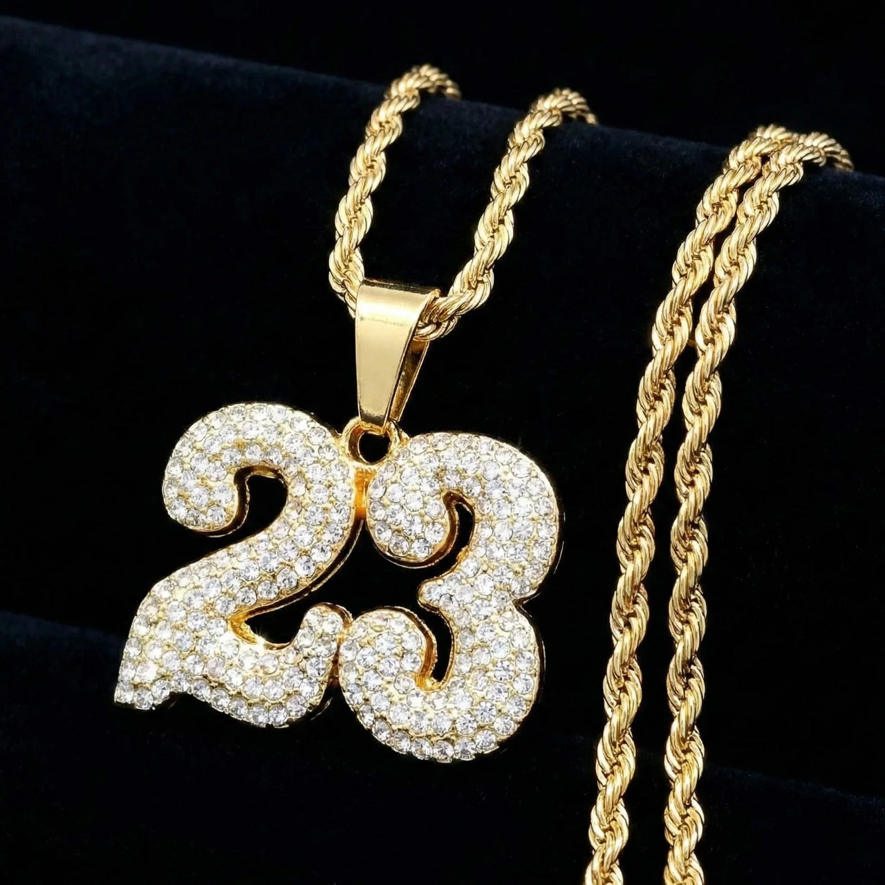 Number 23 Pendant Necklace With Chain Iced Out Bling Necklaces