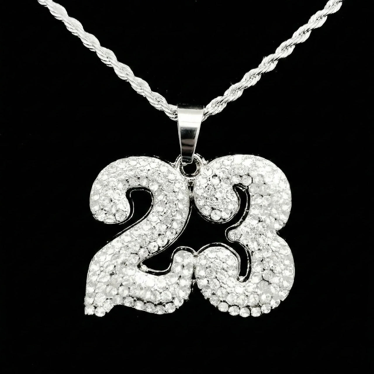 Number 23 Pendant Necklace With Chain Iced Out Bling Necklaces