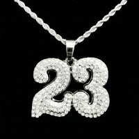Thumbnail for Number 23 Pendant Necklace With Chain Iced Out Bling Necklaces