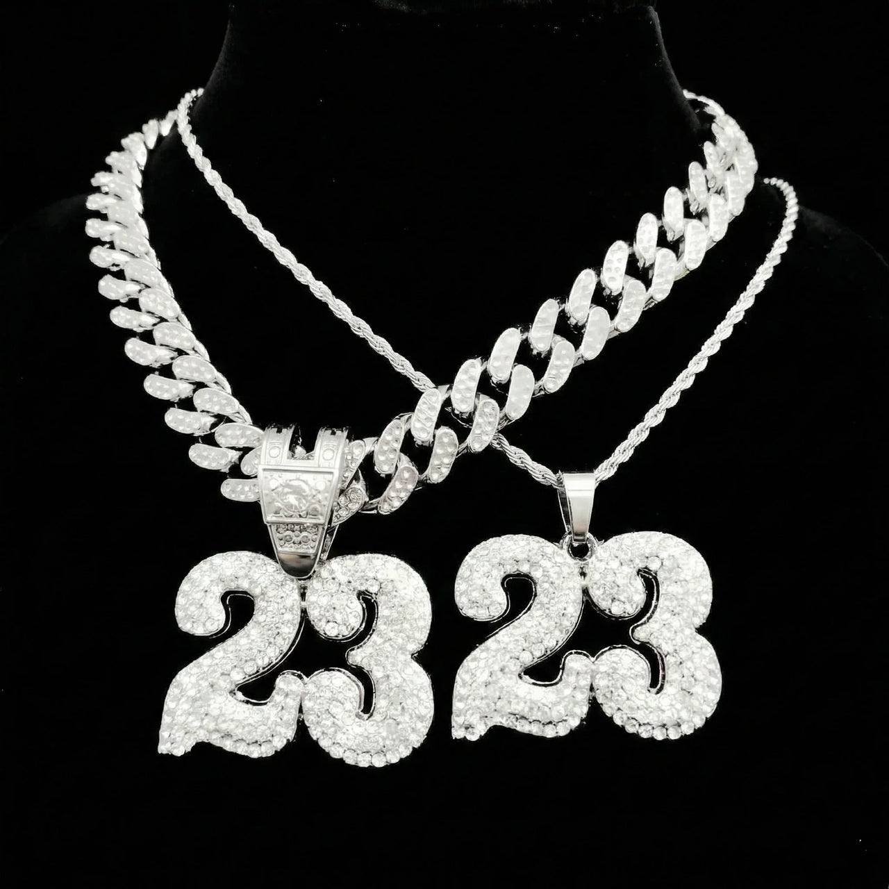 Number 23 Pendant Necklace With Chain Iced Out Bling Necklaces