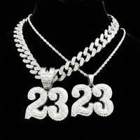 Thumbnail for Number 23 Pendant Necklace With Chain Iced Out Bling Necklaces