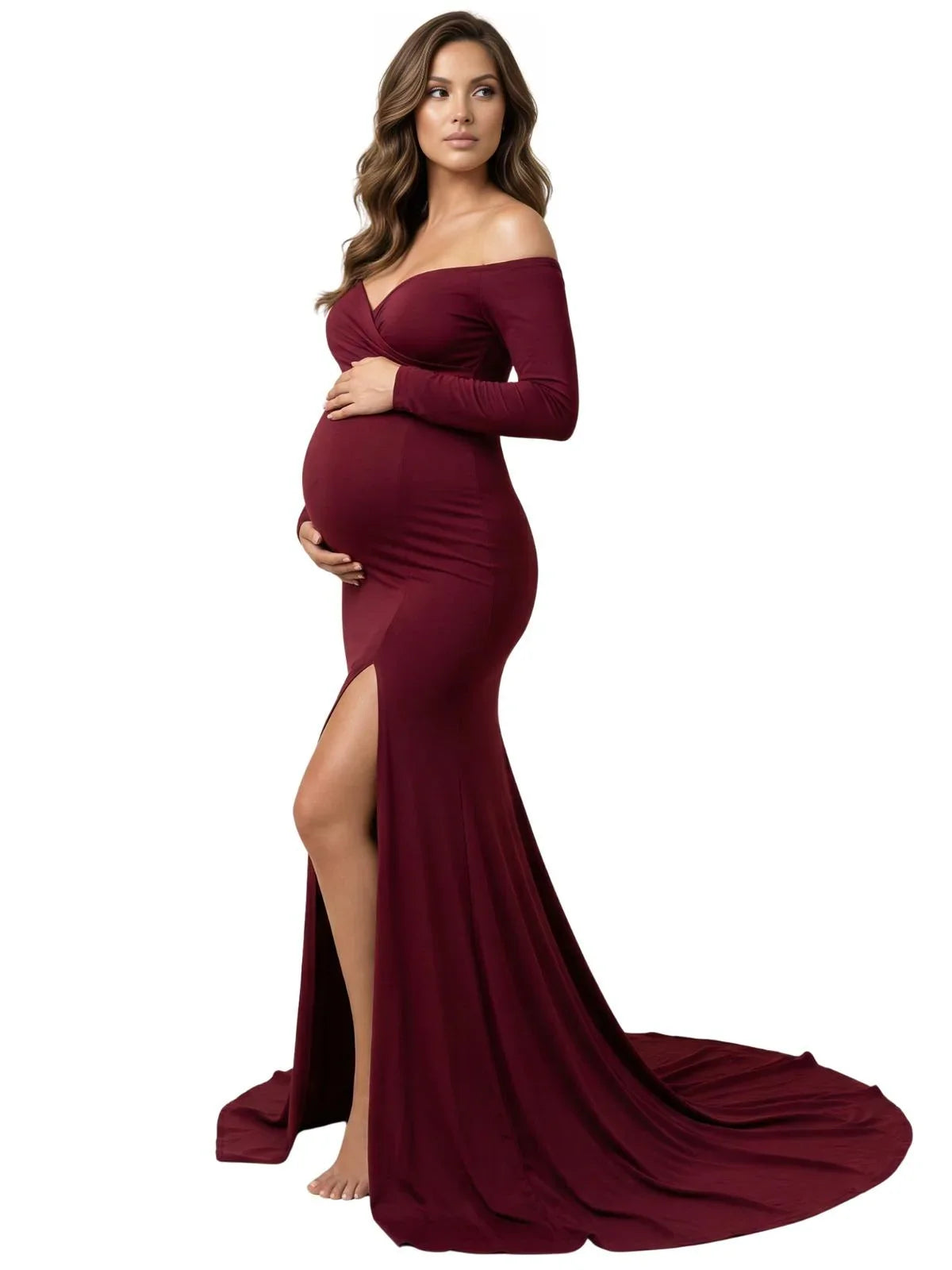 Off Shoulder Maternity Dress For Photo Shoots