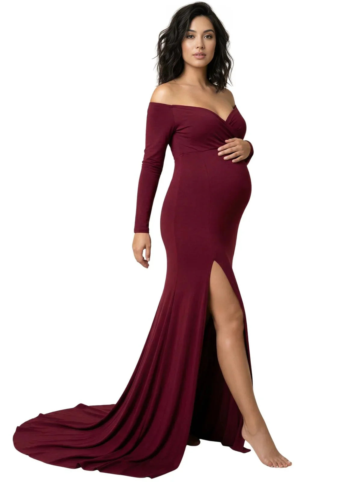 Off Shoulder Maternity Dress For Photo Shoots