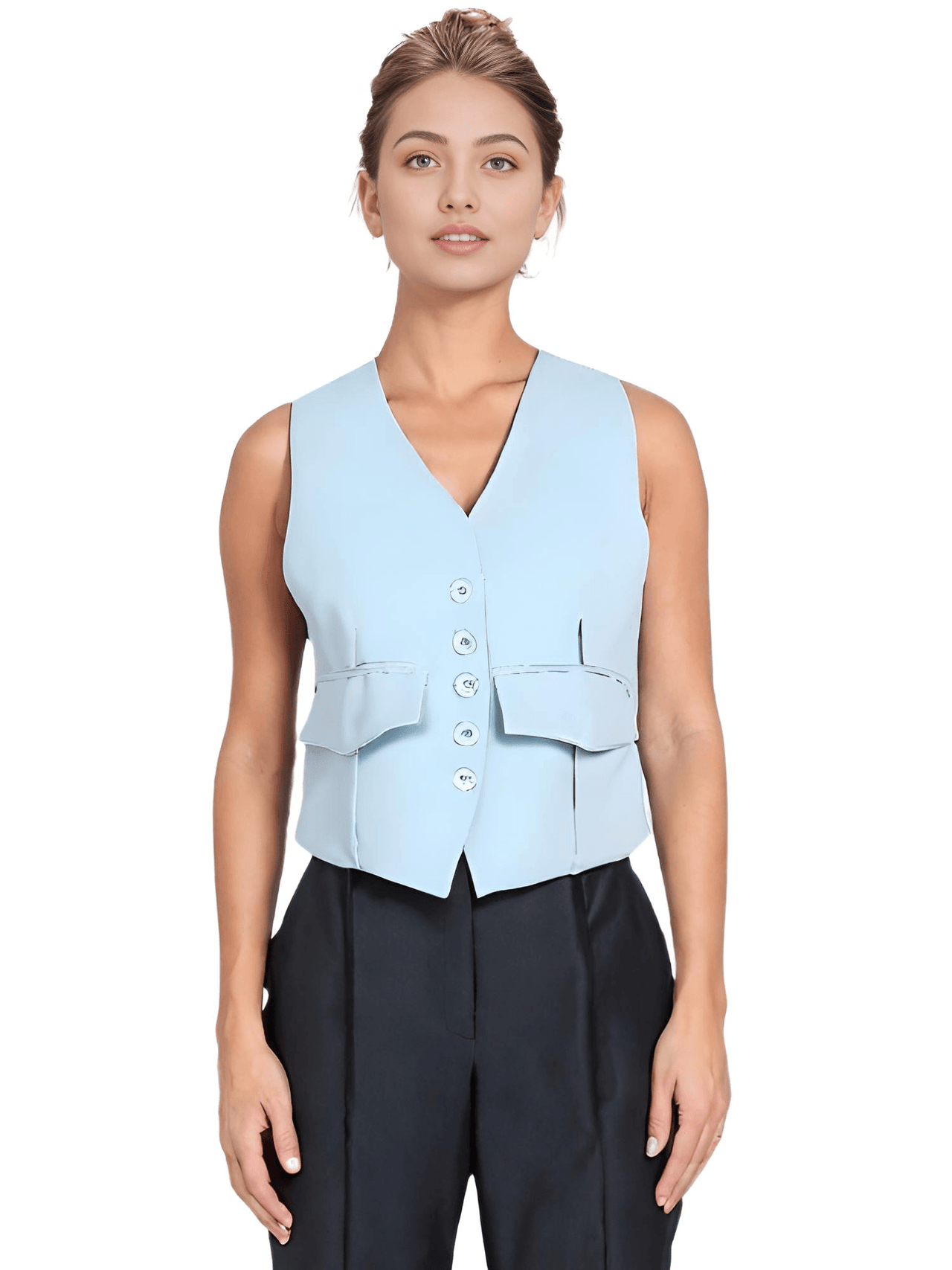 Women's Office Chic Backless Halter V-Neck Crop Vest -, Vests , Drestiny , Australia, Black, Brown, Canada, Dark Blue, Khaki, Dark Brown, Light Blue, Mauve, Pink, Ivory, L, M, Navy, New Zealand, S, United Kingdom, United States, Vests, White, XL, XXL , Drestiny , www.shopdrestiny.com