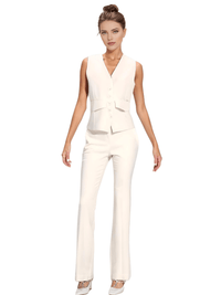 Thumbnail for Office Chic Backless V-Neck Women's Halter Crop Vest