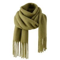 Thumbnail for Green scarf with fringes on a white background