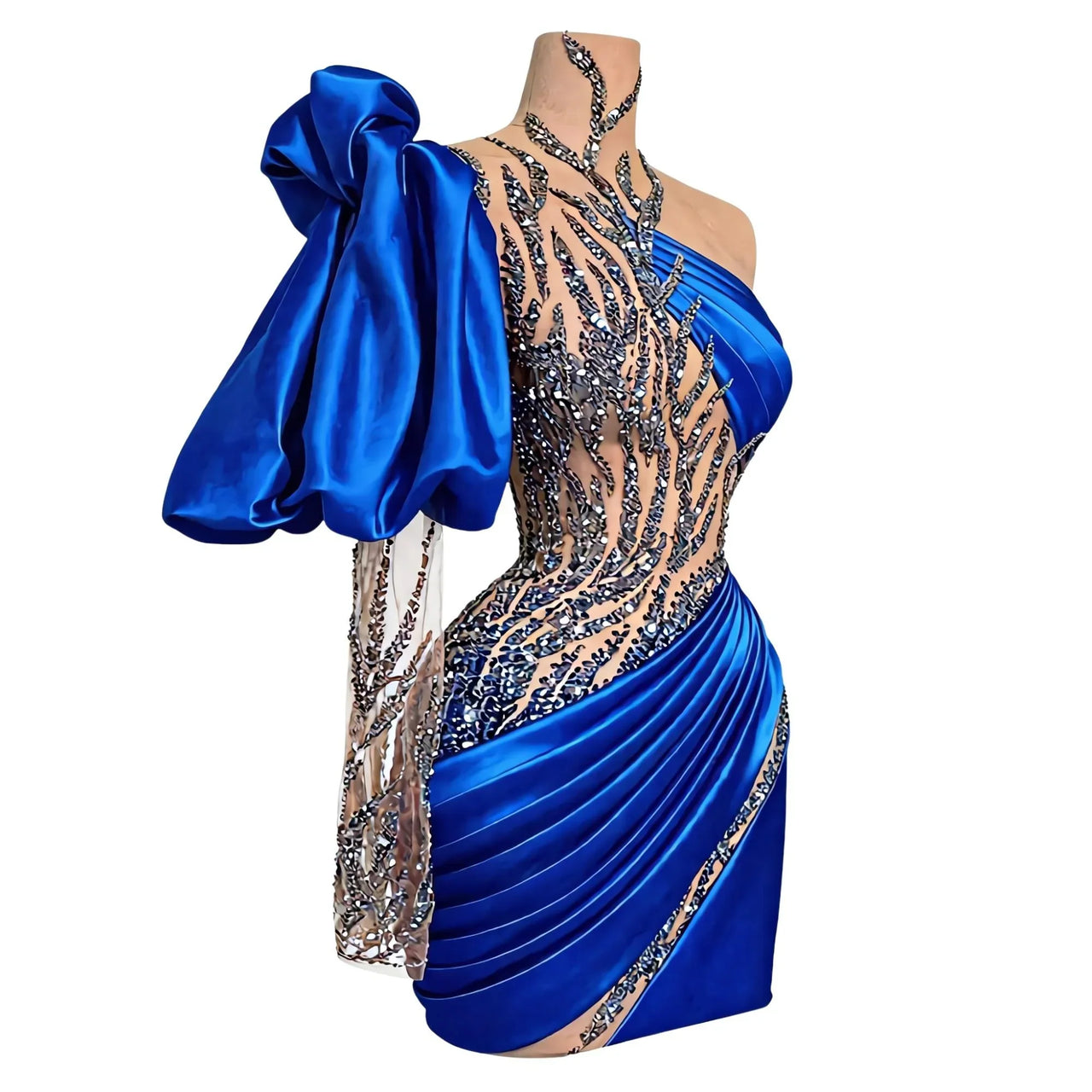 One-Shoulder Mini Crystal Gown Graduation Dresses