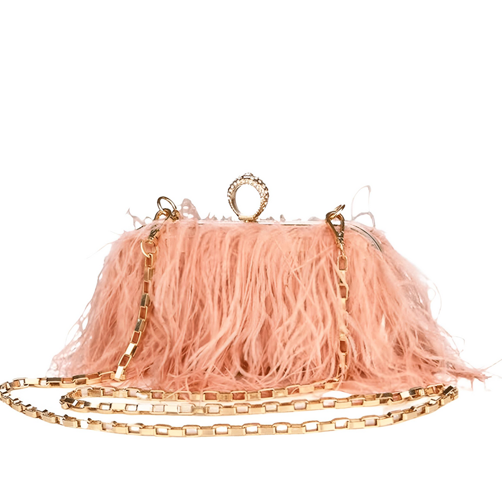 Shop Drestiny for the chic Pink Ostrich Feather Clutch! With a removable shoulder strap and satin interior, it's a must-have accessory. Enjoy free shipping and let us cover the tax. Don't miss out on up to 50% off for a limited time!
