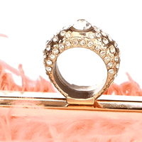Thumbnail for Ostrich Feather Clutch With Removable Shoulder Strap & Satin Interior