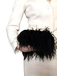 Thumbnail for Ostrich Feather Clutch With Removable Shoulder Strap & Satin Interior